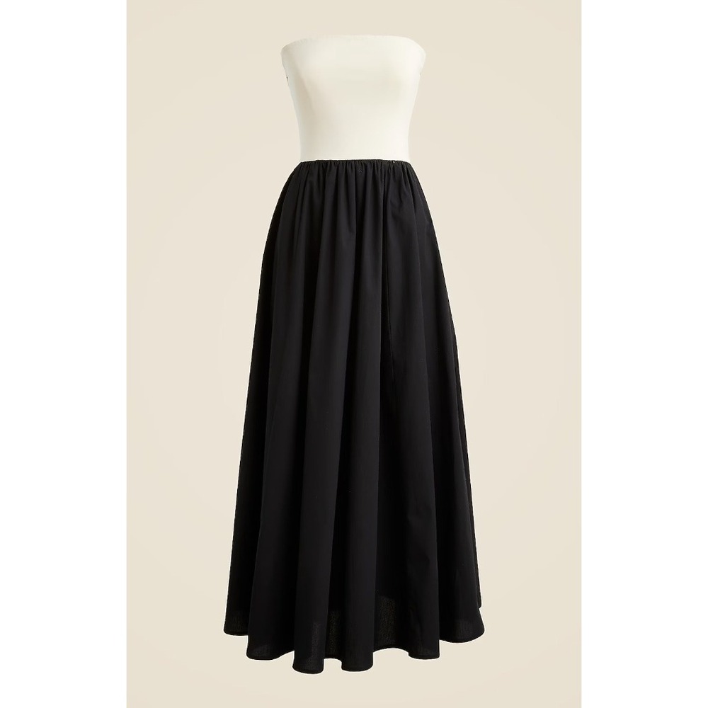 J.Crew Strapless Colorblock Mixy Dress Women M Natural Black A-Line Maxi Chic